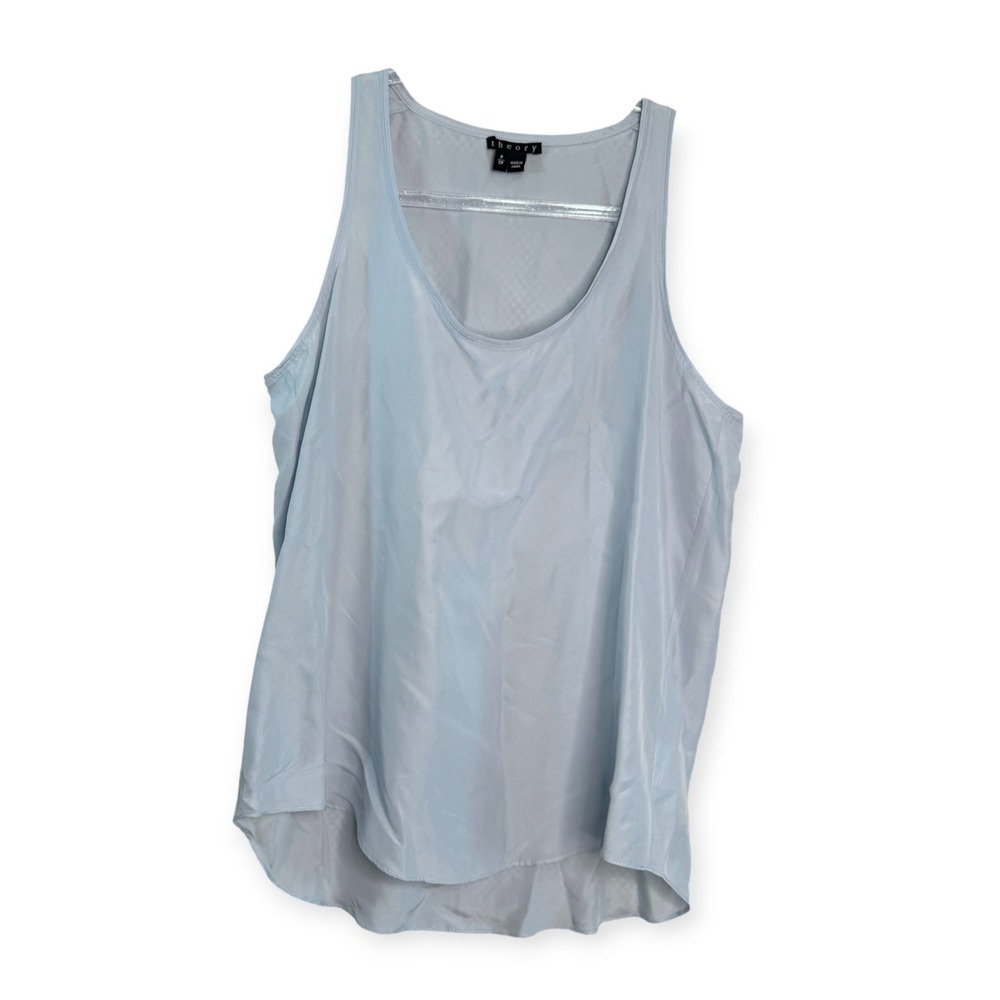 Theory Womens Light Blue 100% Silk Scoop Neck Tank Top Size P Petite TP